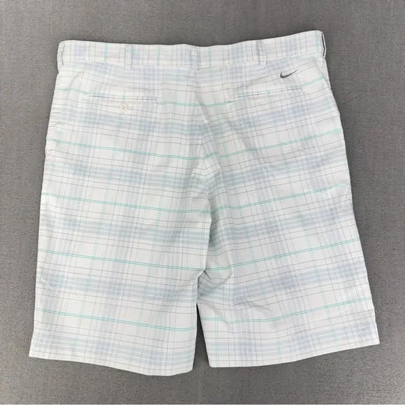 Nike Golf Shorts Mens 40 White Bermuda Plaid Stretch Performance Long 11” Inseam - Picture 11 of 13
